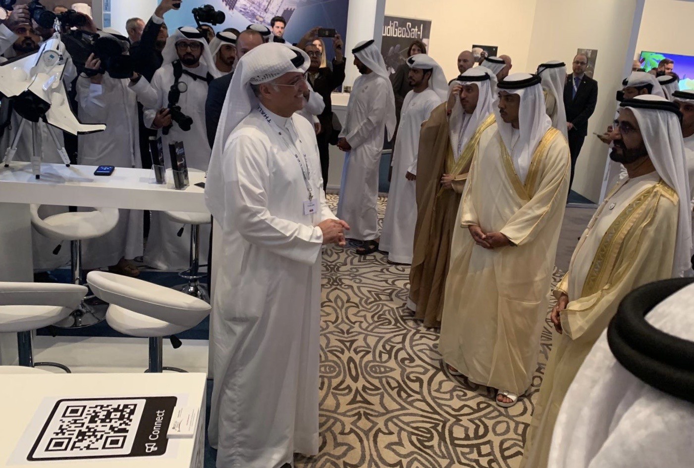 Government delegation visiting the Orbital Space exhibition booth