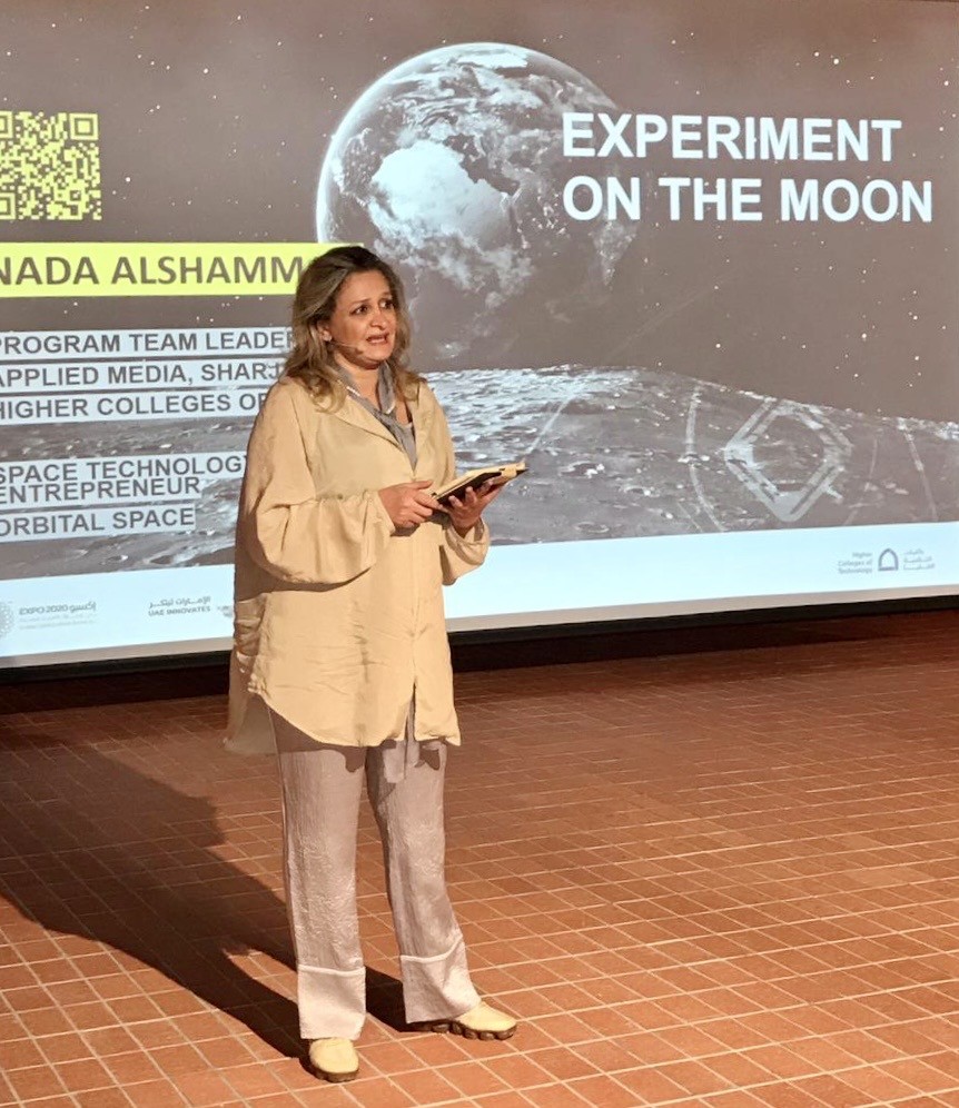 Orbital Space team member presenting Experiment on the Moon